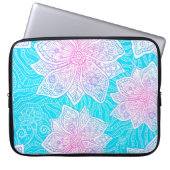 Verzierte Blume in Blau und Rosa nahtlos patentier Laptopschutzhülle (Vorderseite)