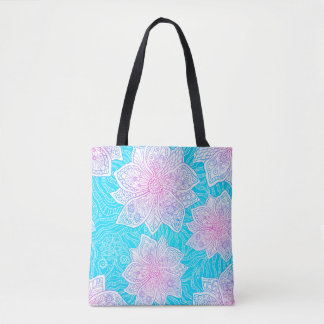 Verzierte Blume in Blau und Rosa nahtlos patentier Tasche