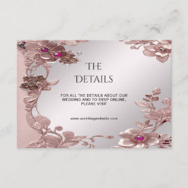 Verzierte Blumen-Detailkarte in Rosa Begleitkarte