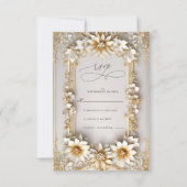 Verzierte, blumengelbe Hochzeit RSVP Karte (Vorderseite)