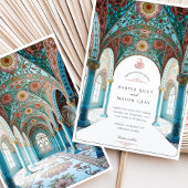 Verzierte blumengeschmückte islamische Hochzeit Einladung