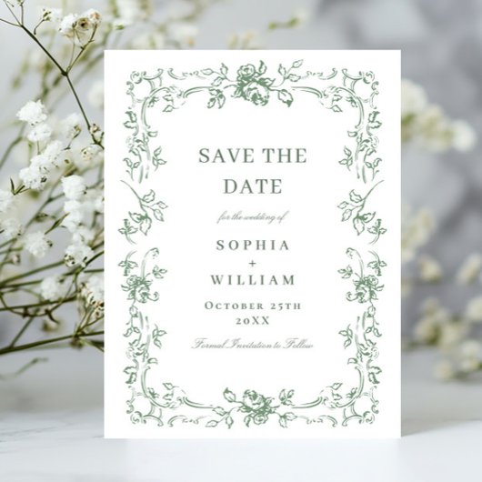 Verzierte Blumenhochzeit der Renaissance speichern Postkarte