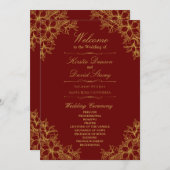 Verzierte Blumenhochzeit Programm (Vorne/Hinten)