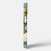 Verzierte Blumenmedaille über hellblauen Hintergru Case-Mate iPhone Hülle (Rückseite / Rechts)