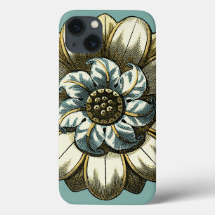 Verzierte Blumenmedaille über hellblauen Hintergru Case-Mate iPhone Hülle