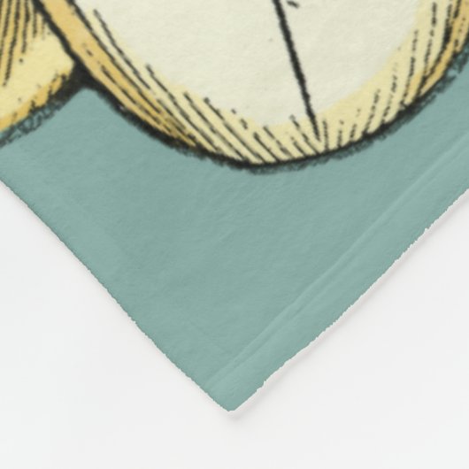 Verzierte Blumenmedaille über hellblauen Hintergru Fleecedecke (Ecke)