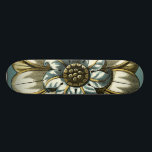 Verzierte Blumenmedaille über hellblauen Hintergru Skateboard<br><div class="desc">Ein hellblauer Hintergrund dient als Akzent für dieses verzierte,  blumengeschmückte Gemälde von Vision Studio. Ebenen von Blätter vervielfachen die Schönheit der Blume und verleihen ihr eine lebensähnliche Qualität. Kaufen Sie es heute und lass es Blüte in Ihrer Zuhause!</div>