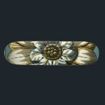 Verzierte Blumenmedaille über hellblauen Hintergru Skateboard<br><div class="desc">Ein hellblauer Hintergrund dient als Akzent für dieses verzierte,  blumengeschmückte Gemälde von Vision Studio. Ebenen von Blätter vervielfachen die Schönheit der Blume und verleihen ihr eine lebensähnliche Qualität. Kaufen Sie es heute und lass es Blüte in Ihrer Zuhause!</div>