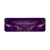 Verzierte Blumenrahmen aus Gold Glitzer auf Lila (Vorne)