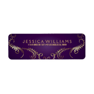 Verzierte Blumenrahmen aus Gold Glitzer auf Lila