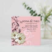 Verzierte Blüte Save the Date Geblüht | rosa Einladung (Stehend Vorderseite)