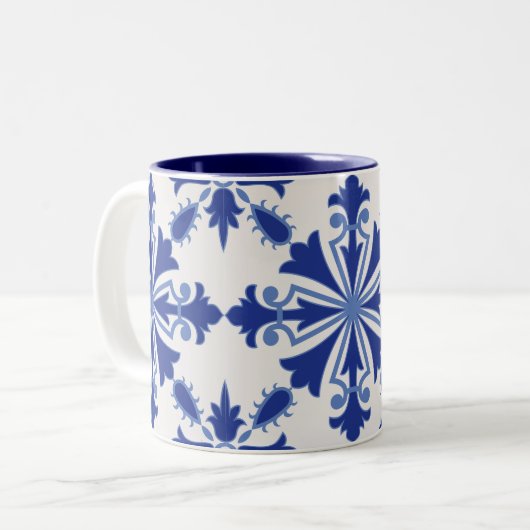 Verzierte Blüte Zweifarbige Tasse (Vorderseite Links)