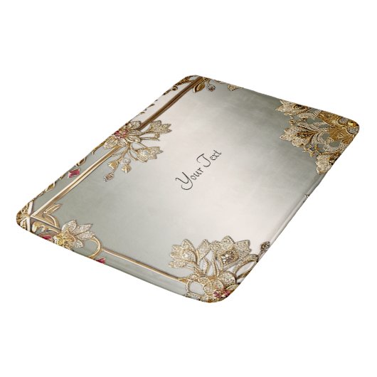 Verzierte Blütenmatte Badematte (Schrägansicht)