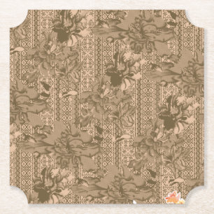 Verzierte braune Blumen-Unterlage   Vintage-Stil Untersetzer