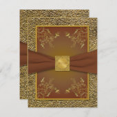 Verzierte braune und goldene RSVP-Karte Einladung (Vorne/Hinten)