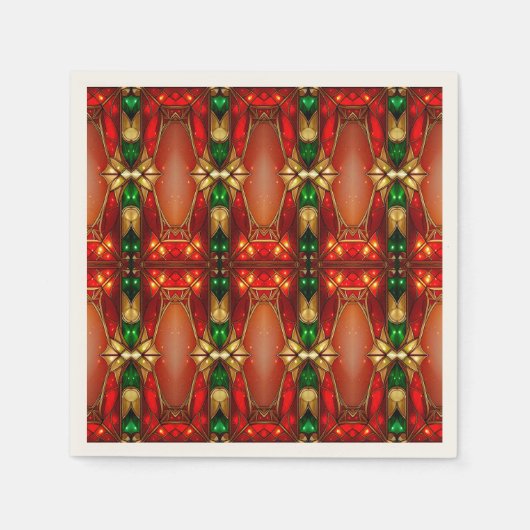Verzierte Buntglas-Feiertagsserviette Serviette (Vorderseite)