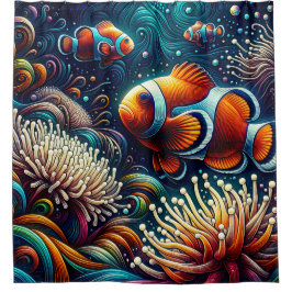 "Verzierte Clownfish Coral Reef Art" Duschvorhang