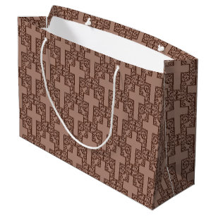 Verzierte Cross-20-Brown-GIFT BAG L Große Geschenktüte