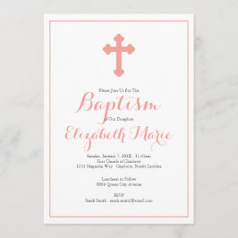 Verzierte Cross Pink Girl Taufe Christening Einladung