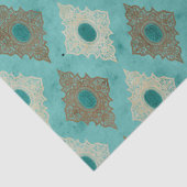 Verzierte Diamantenrahmen auf Aquamariner Decoupag Seidenpapier (Detail)
