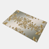 Verzierte Doormat aus weißem Blumengold Fußmatte (Schrägansicht)