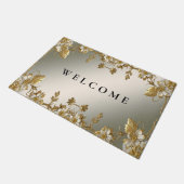 Verzierte Doormat aus weißem Blumengold Fußmatte (Schrägansicht)