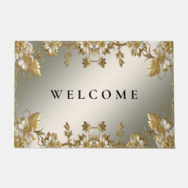 Verzierte Doormat aus weißem Blumengold Fußmatte
