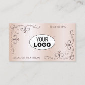 Verzierte Ecke mit Logokombination Schimmerende Ro Visitenkarte (Vorderseite)