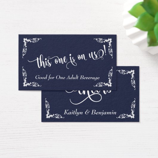 Verzierte Ecken mit Script Drinks Tickets, Dunkelb (Schreibtisch)