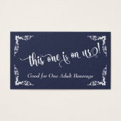 Verzierte Ecken mit Script Drinks Tickets, Dunkelb (Vorderseite)