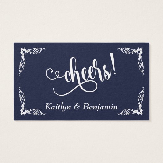 Verzierte Ecken mit Script Drinks Tickets, Dunkelb (Rückseite)