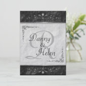 Verzierte Einladungen zu Schwarz-Weiß-Hochzeiten (Stehend Vorderseite)