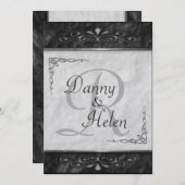Verzierte Einladungen zu Schwarz-Weiß-Hochzeiten (Vorne/Hinten)