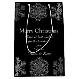 Verzierte Eiskristalle Elegante Weihnachten Person Mittlere Geschenktüte