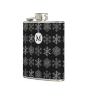 Verzierte Eiskristalle Elegantes Mustermonogramm Flachmann (Links)