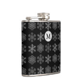 Verzierte Eiskristalle Elegantes Mustermonogramm Flachmann (Rechts)