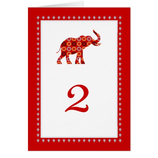 Verzierte Elefant-Tabellen-Karte (Vorne)