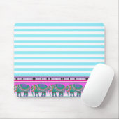 Verzierte Elefanten Aqua Stripped Trendy Mousepad (Mit Mouse)
