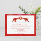 Verzierte Elefanten Hochzeitseinladung Einladung (Stehend Vorderseite)