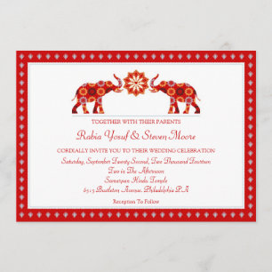 Verzierte Elefanten Hochzeitseinladung Einladung