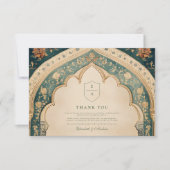 Verzierte Elegante islamische Hochzeit mit Flora Dankeskarte (Vorderseite)