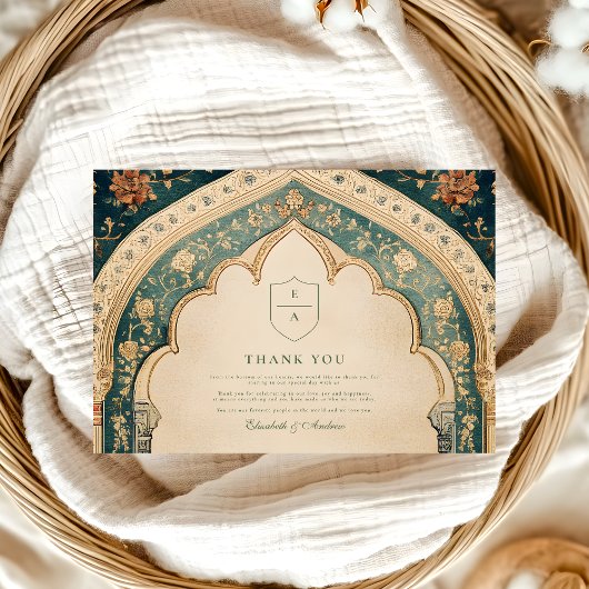 Verzierte Elegante islamische Hochzeit mit Flora Dankeskarte