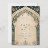 Verzierte Elegante islamische Hochzeit mit Flora Save The Date (Vorderseite)