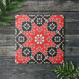 Verzierte Elegante Lacy Mosaik Rot Schwarz und Wei Fliese