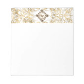 Verzierte Eleganz | Gold Pearl Jewel Emblem Geblüh Notizblock (Vorderseite)