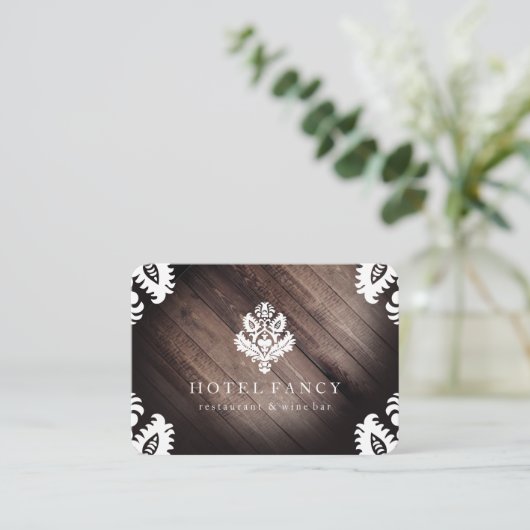 Verzierte Elemente / rustikales Holz Visitenkarte (Stehend Vorderseite)