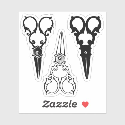 Verzierte extravagante Schere in altmodischer Ausf Aufkleber (Blatt)