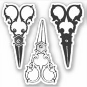 Verzierte extravagante Schere in altmodischer Ausf Aufkleber (Vorderseite)