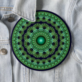 Verzierte Fee rund Fraktal Mandala Button