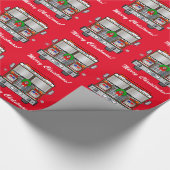Verzierte Feuer-Motor-frohe Weihnachten Geschenkpapier (Ecke)